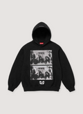 Supreme Wu-Tang Clan Sweatshirt Hoodie Black, heavyweight brushed back fleece, pouch pocket, printed logos, embroidered logo, front view Supreme Wu-Tang Clan Sweatshirt - Image 1 | Authenticated at Pieces Los Angeles