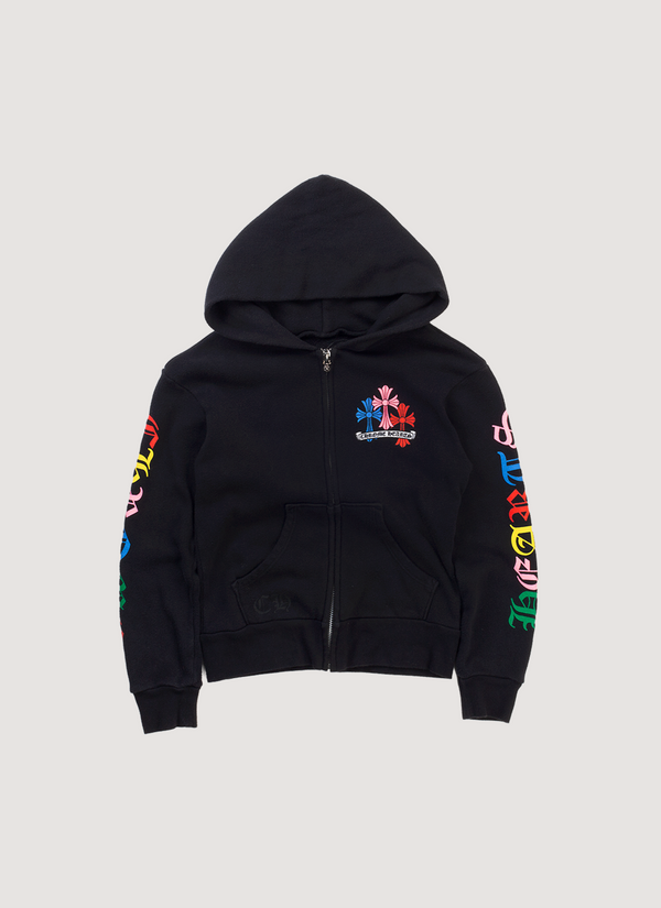 Chrome Hearts Multicolor Cemetery Cross Zip Up Sweatshirt Black [Kids] (Pre-Owned) Multicolor Cemetery Cross Zip Up Sweatshirt Black [Kids] (Pre-Owned) - Authenticated Sweatshirts | Pieces Los Angeles