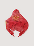 Project G/R Zygon Zip Sweatshirt Red (Pre-Owned) with zygon silhouette, vintage garment washed, distressed detailing, detachable gloves detail, sleeve cat brush, front view