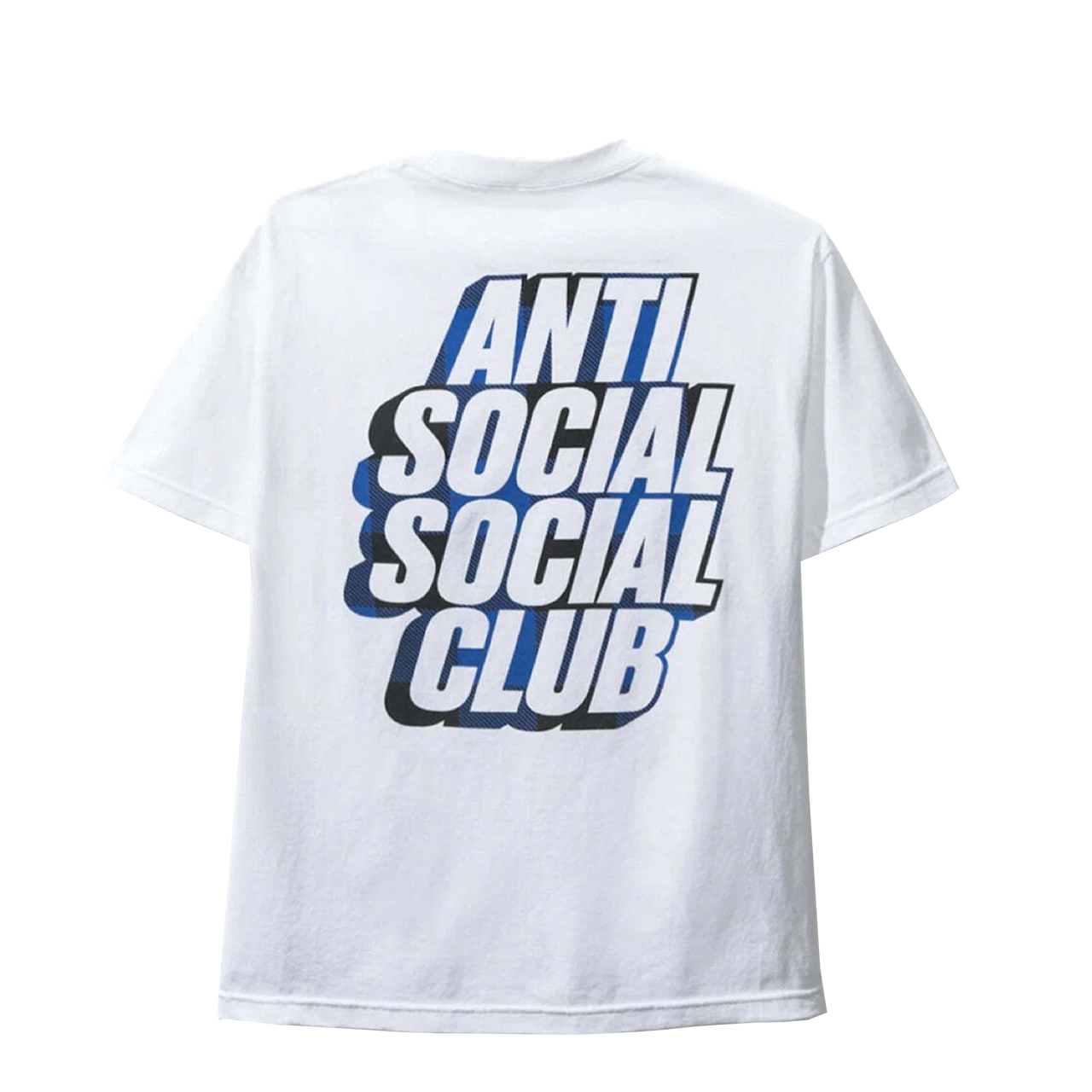 Anti Social Social Club Blocked Tee White Plaid Blue
