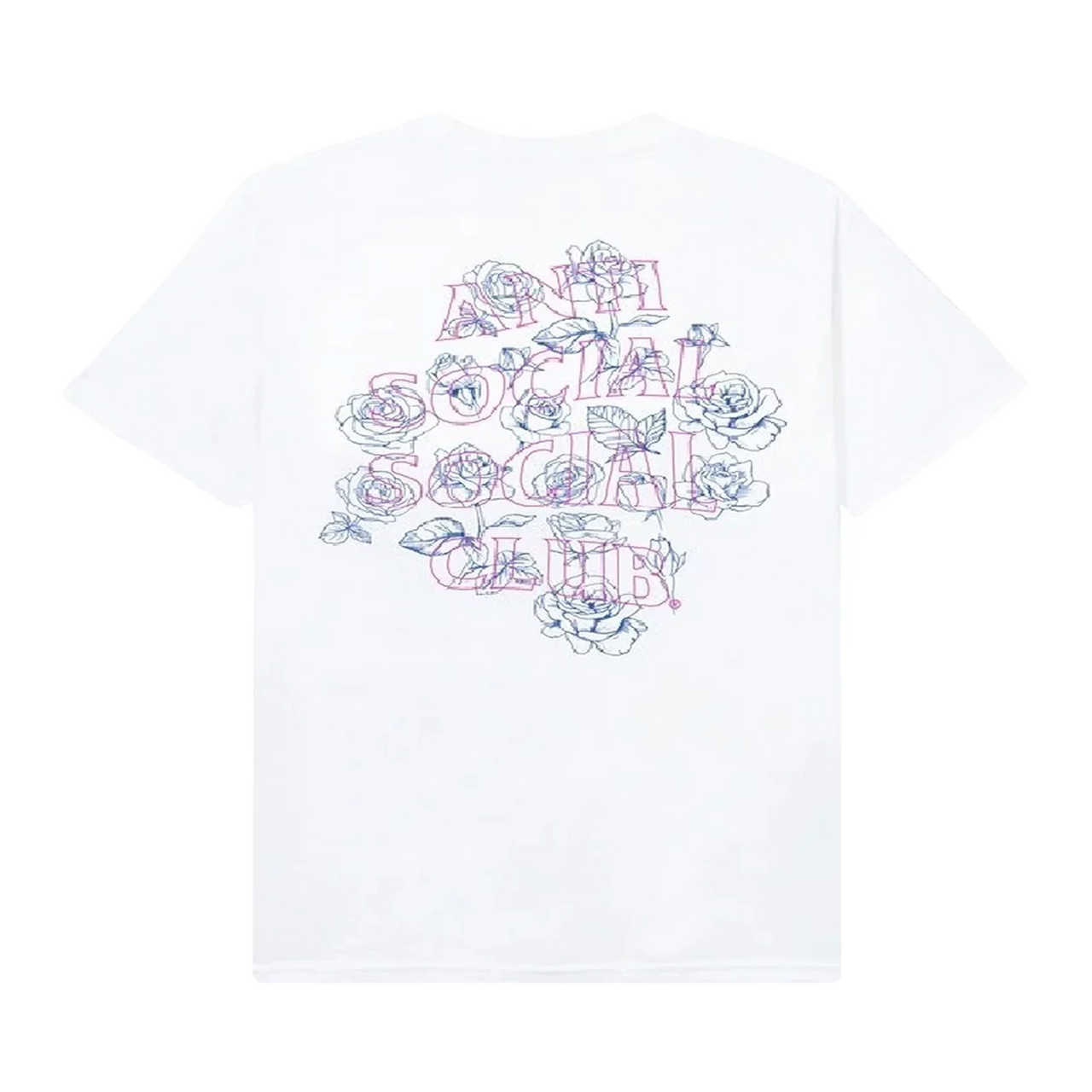 Anti Social Social Club Roses Outline Tee White Pink
